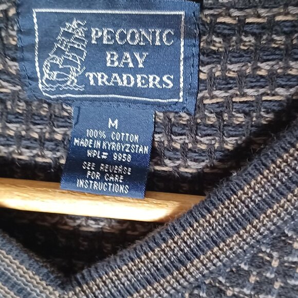 Peconic Bay Traders Knit Sweater Mens Medium Eclectic Grandpa Blue Pullover - Picture 6 of 8